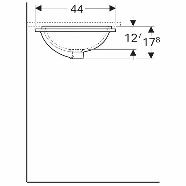 Lavoar sub blat Geberit Variform 53 cm fara orificiu baterie cu orificiu preaplin [5]