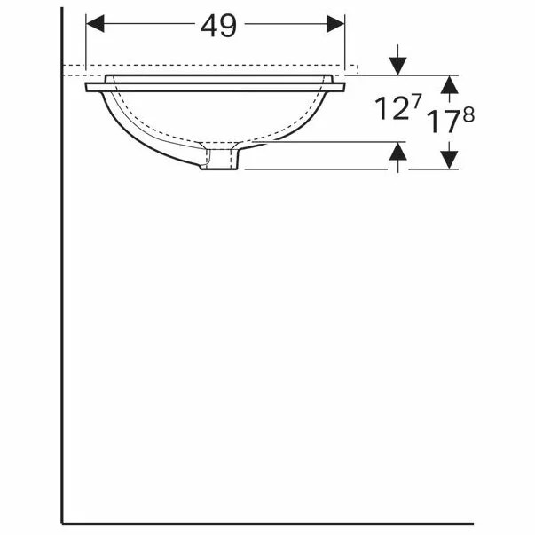 Lavoar sub blat Geberit Variform 58 cm fara orificiu baterie cu orificiu preaplin [5]
