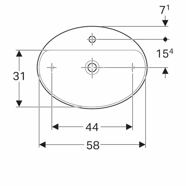 Lavoar pe blat Geberit Variform 60 cm fara orificiu preaplin [3]