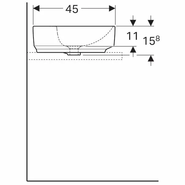 Lavoar pe blat Geberit Variform 60 cm fara orificiu preaplin eliptic [5]