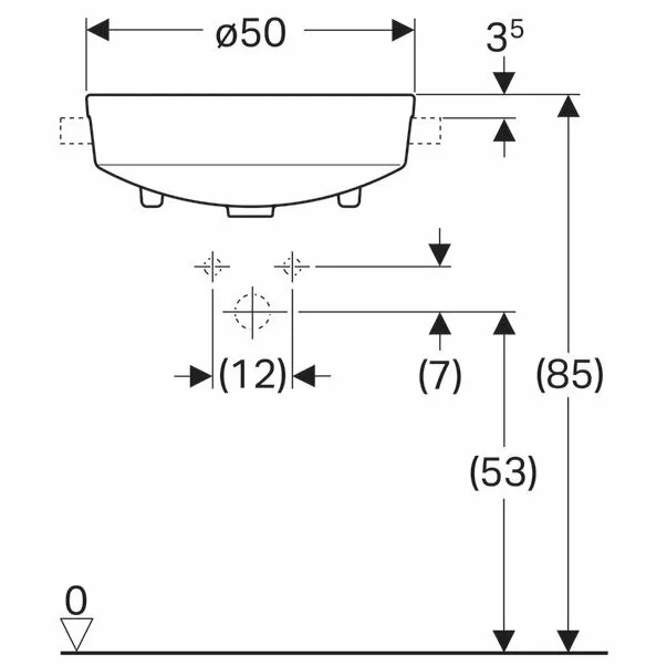 Lavoar pe blat Geberit Variform 50 cm cu orificiu baterie cu orificiu preaplin [4]