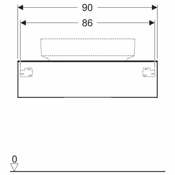 Dulap baza pentru lavoar pe blat Geberit Variform lava gri inchis 1 sertar 90 cm [4]