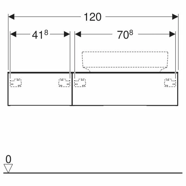 Dulap baza pentru lavoar pe blat Geberit Variform alb 2 sertare 120 cm [4]