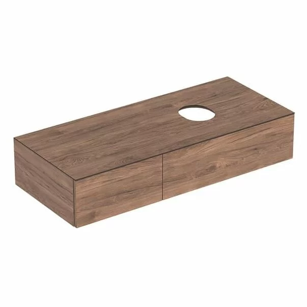 Mobilier Baie - Dulap baza pentru lavoar pe blat Geberit Variform nuc 2 sertare 120 cm