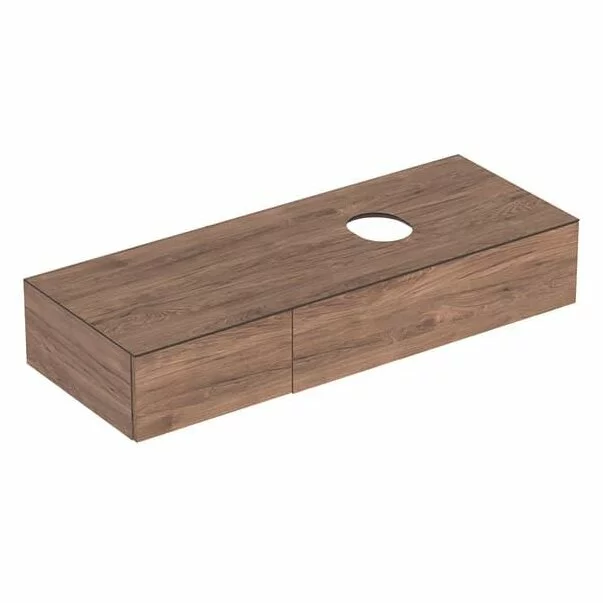 Mobilier Baie - Dulap baza pentru lavoar pe blat Geberit Variform nuc 2 sertare 135 cm