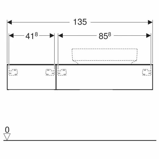 Dulap baza pentru lavoar pe blat Geberit Variform nuc 2 sertare 135 cm [4]