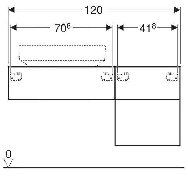 Dulap baza pentru lavoar pe blat Geberit Variform lava gri inchis 3 sertare 120 cm [4]