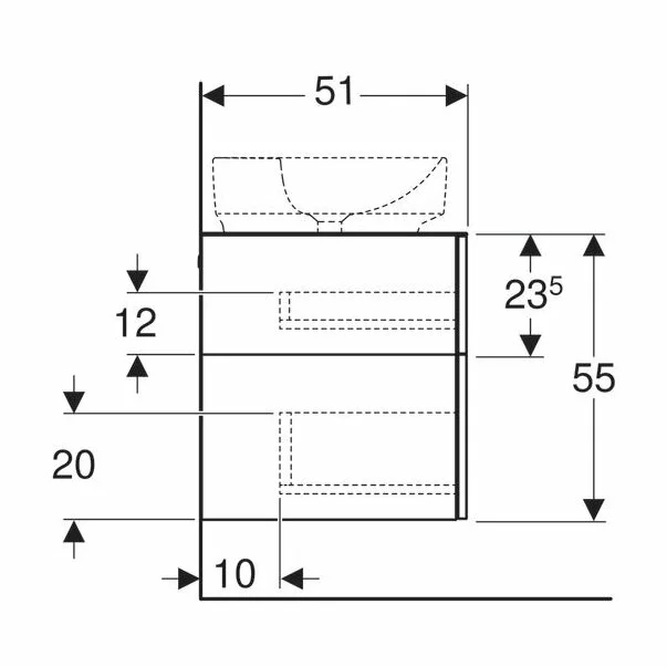Dulap baza pentru lavoar pe blat Geberit Variform lava gri inchis 3 sertare 120 cm [5]