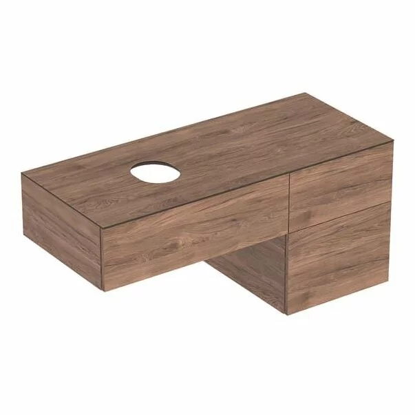 Mobilier Baie - Dulap baza pentru lavoar pe blat Geberit Variform nuc 3 sertare 120 cm