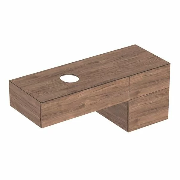 Mobilier Baie - Dulap baza pentru lavoar pe blat Geberit Variform nuc 3 sertare 135 cm