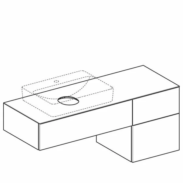 Dulap baza pentru lavoar pe blat Geberit Variform nuc 3 sertare 135 cm [2]