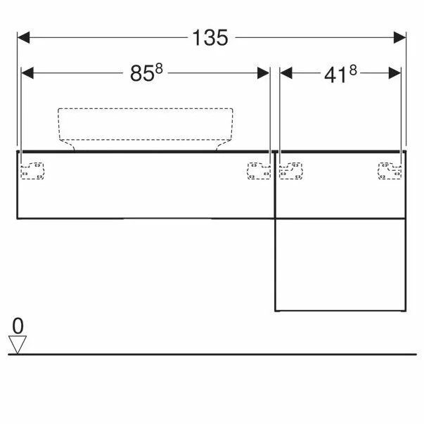 Dulap baza pentru lavoar pe blat Geberit Variform nuc 3 sertare 135 cm [4]