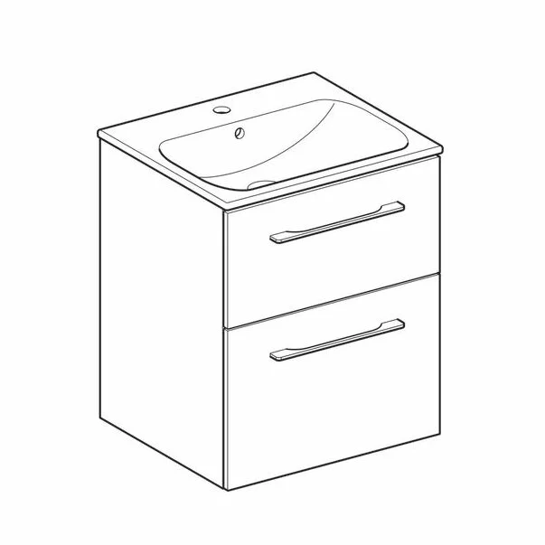 Set dulap suspendat si lavoar Geberit Selnova nuc deschis 2 sertare 55 cm [2]