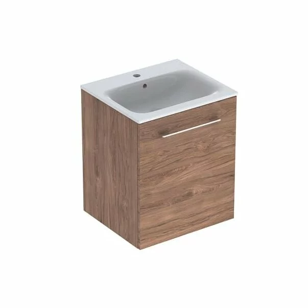 Seturi de mobilier si lavoar - Set dulap suspendat si lavoar Geberit Selnova nuc 1 usa 55 cm