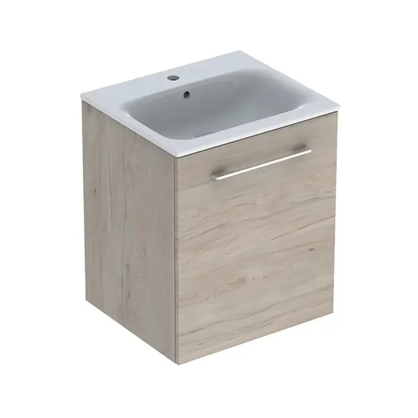 Seturi de mobilier si lavoar - Set dulap suspendat si lavoar Geberit Selnova nuc deschis 1 usa 55 cm
