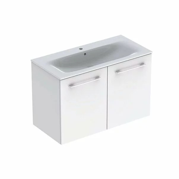 Seturi de mobilier si lavoar - Set dulap suspendat si lavoar Geberit Selnova alb 2 usi 100 cm