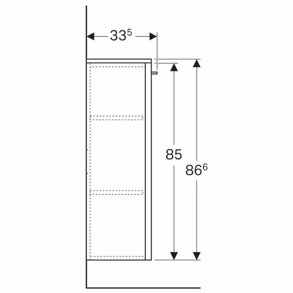 Dulap baie suspendat lava gri inchis Geberit Selnova Square 1 usa 87 cm [5]