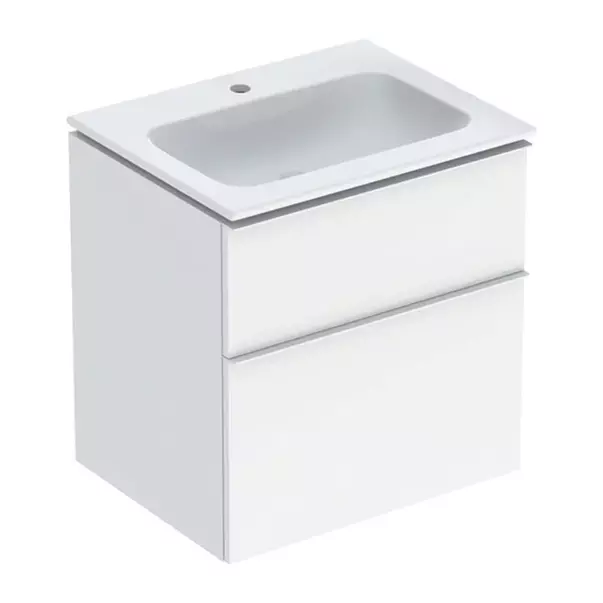 Mobilier Baie - Set dulap baza suspendat Geberit iCon alb lucios 2 sertare maner alb si lavoar 60 cm