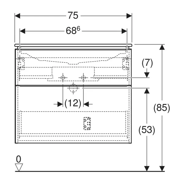 Set dulap baza suspendat Geberit iCon finisaj stejar 2 sertare si lavoar 75 cm alb [4]