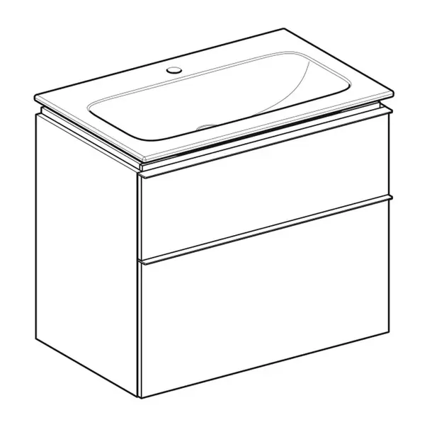 Set dulap baza suspendat Geberit iCon finisaj stejar 2 sertare si lavoar 75 cm alb [5]