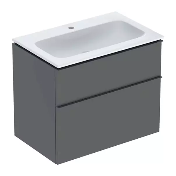 Seturi de mobilier si lavoar - Set dulap baza suspendat Geberit iCon lava mat 2 sertare si lavoar 75 cm alb