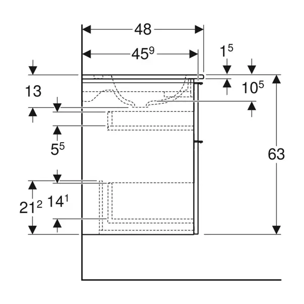 Set dulap baza suspendat Geberit iCon gri nisip lucios 2 sertare si lavoar 75 cm alb [2]
