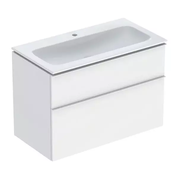 Seturi de mobilier si lavoar - Set dulap baza suspendat Geberit iCon alb mat 2 sertare si lavoar 90 cm alb