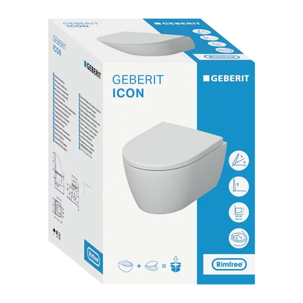 Set vas WC suspendat Geberit iCon Rimfree cu capac softclose alb mat [3]