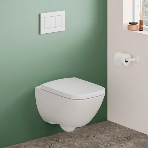 Obiecte Sanitare - Set vas wc suspendat rimfree cu capac Geberit Selnova Square Premium