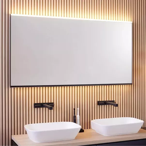 Oglinzi cu iluminare - Oglinda cu iluminare si dezaburire Geberit Option Plus Square 105 cm negru - aluminiu eloxat