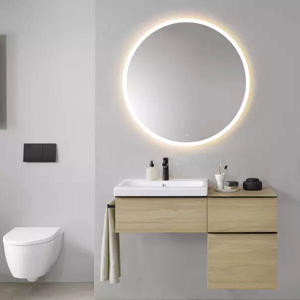 Oglinzi cu iluminare - Oglinda cu iluminare LED Geberit Option Round 75 cm aluminiu
