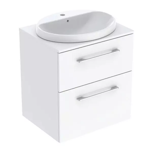 Seturi de mobilier si lavoar - Set dulap baza suspendat Geberit Selnova Square alb lucios 2 sertare si lavoar 60 cm