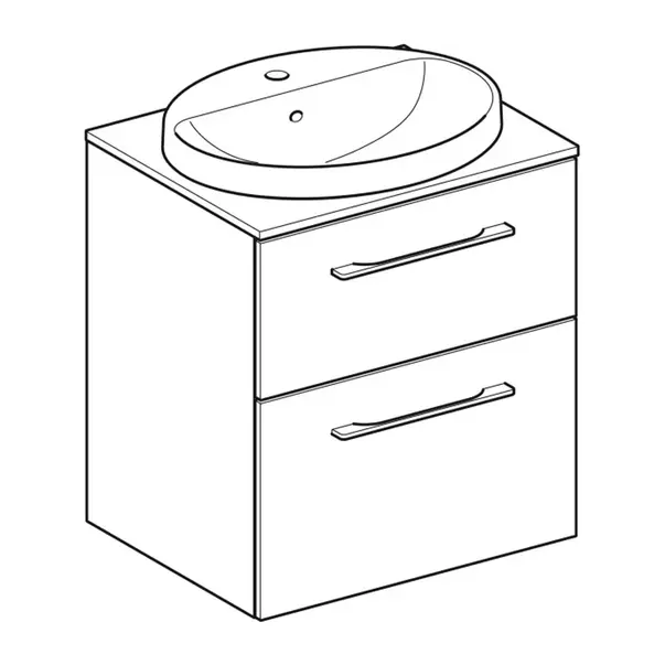 Set dulap baza suspendat Geberit Selnova Square finisaj nuc american Hickory 2 sertare si lavoar 60 cm [5]