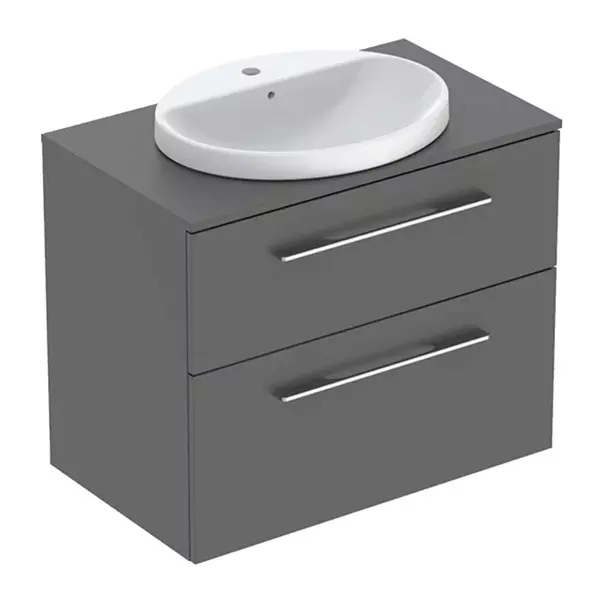 Seturi de mobilier si lavoar - Set dulap baza suspendat Geberit Selnova Square lava mat 2 sertare si lavoar 80 cm