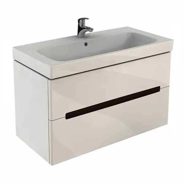 Mobilier Baie - Set dulap baza suspendat Geberit Modo alb lucios 2 sertare si lavoar 100 cm