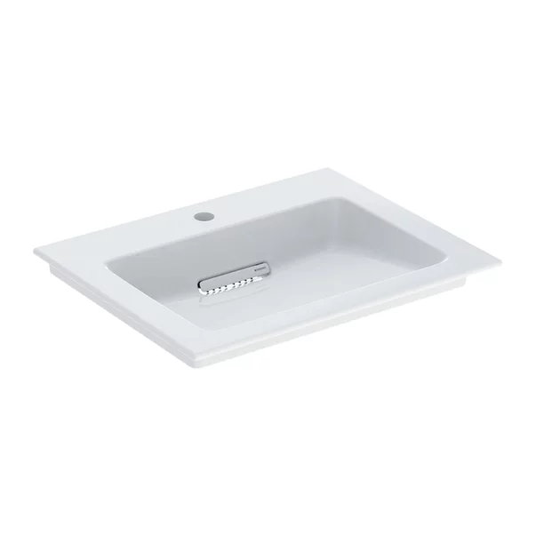 Lavoare pe mobilier - Lavoar pe mobilier Geberit One Slim 60 cm alb cu orificiu baterie si scurgere speciala