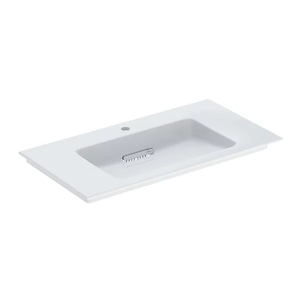 Lavoare pe mobilier - Lavoar pe mobilier Geberit One Slim 90 cm alb cu orificiu baterie si scurgere speciala