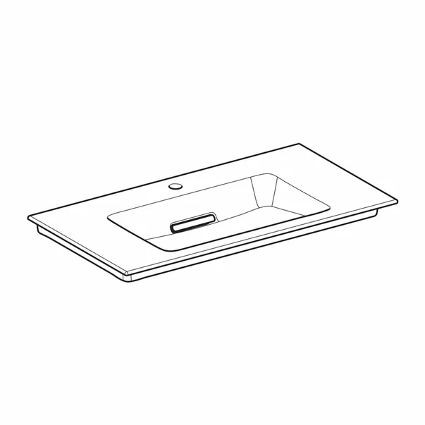 Lavoar pe mobilier Geberit One Slim 90 cm alb cu orificiu baterie si scurgere speciala [6]