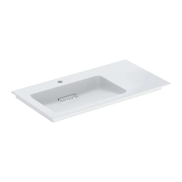 Lavoare - Lavoar pe mobilier Geberit One Slim cu scurgere speciala 90 cm alb blat dreapta