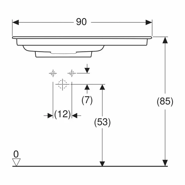 Lavoar pe mobilier Geberit One Slim cu scurgere speciala 90 cm alb blat dreapta fara preaplin [5]