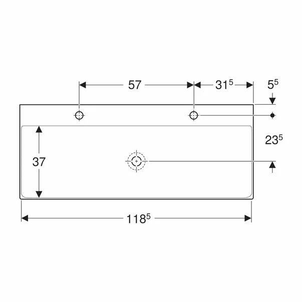 Lavoar pe mobilier Geberit One dublu 120 cm alb lucios cu orificiu baterie [2]