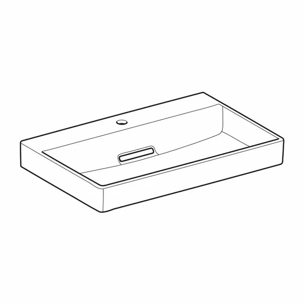 Lavoar pe mobilier Geberit One cu scurgere speciala 75 cm alb cu orificiu baterie [6]