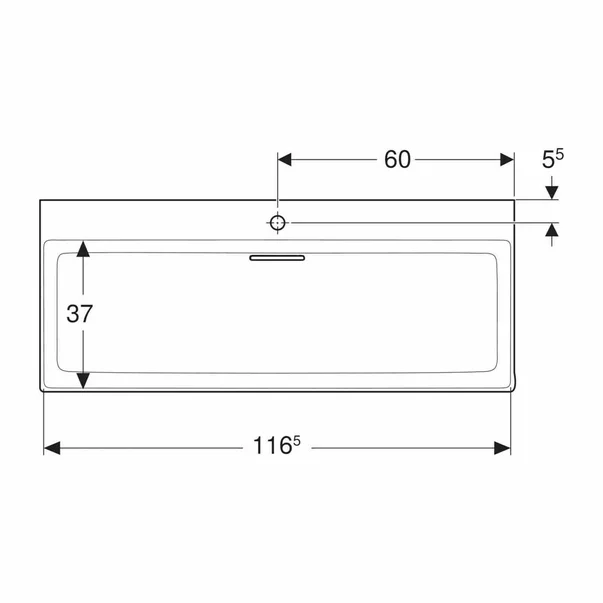 Lavoar pe mobilier Geberit One cu scurgere speciala 120 cm alb cu orificiu baterie [3]