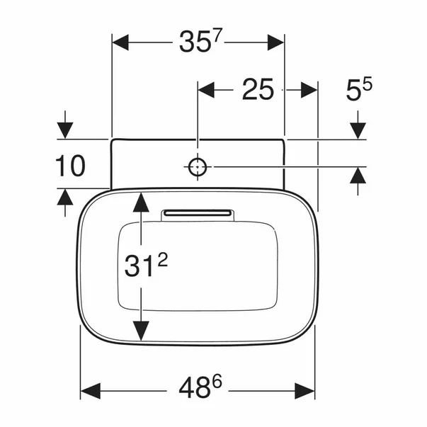 Lavoar pe blat Geberit One cu scurgere speciala 50 cm alb cu orificiu baterie [3]