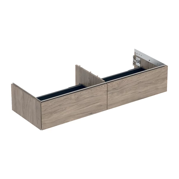 Mobilier Baie - Dulap baza suspendat Geberit One cu 2 sertare nuc american Hickory 135 cm