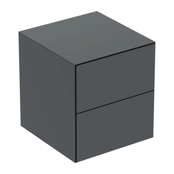 Mobilier Baie - Dulap mediu suspendat Geberit One negru mat cu 2 sertare 45 cm