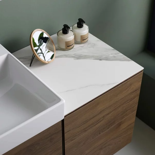 Blat Geberit One pentru mobilier mic si element lateral 45 cm marmura alba [2]