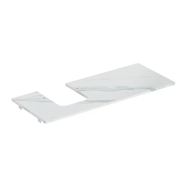 Mobilier Baie - Blat pentru lavoar Geberit One cu decupaj stanga tip marmura alba 120 cm