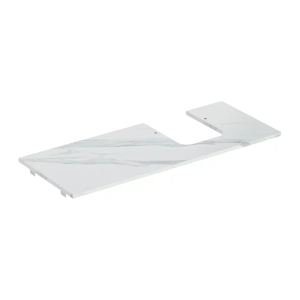 Mobilier Baie - Blat pentru lavoar Geberit One cu decupaj dreapta 120 cm tip marmura alba