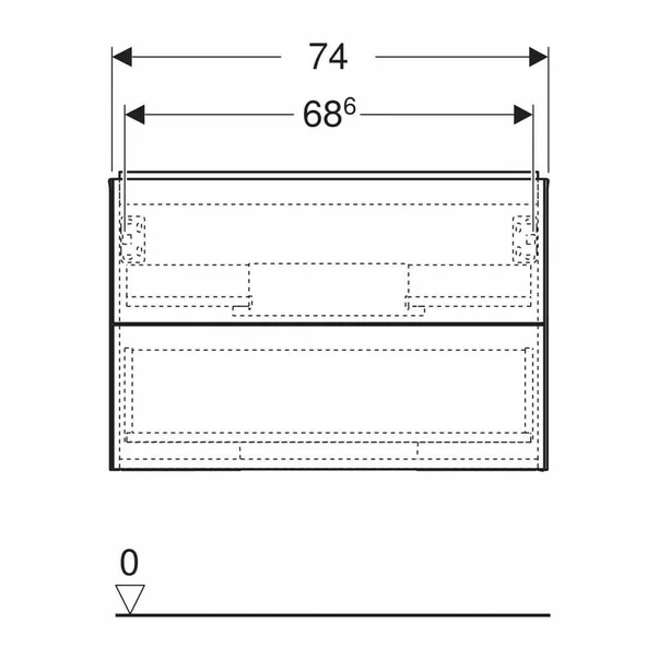 Dulap baza suspendat Geberit One stejar bej 75 cm cu 2 sertare [3]